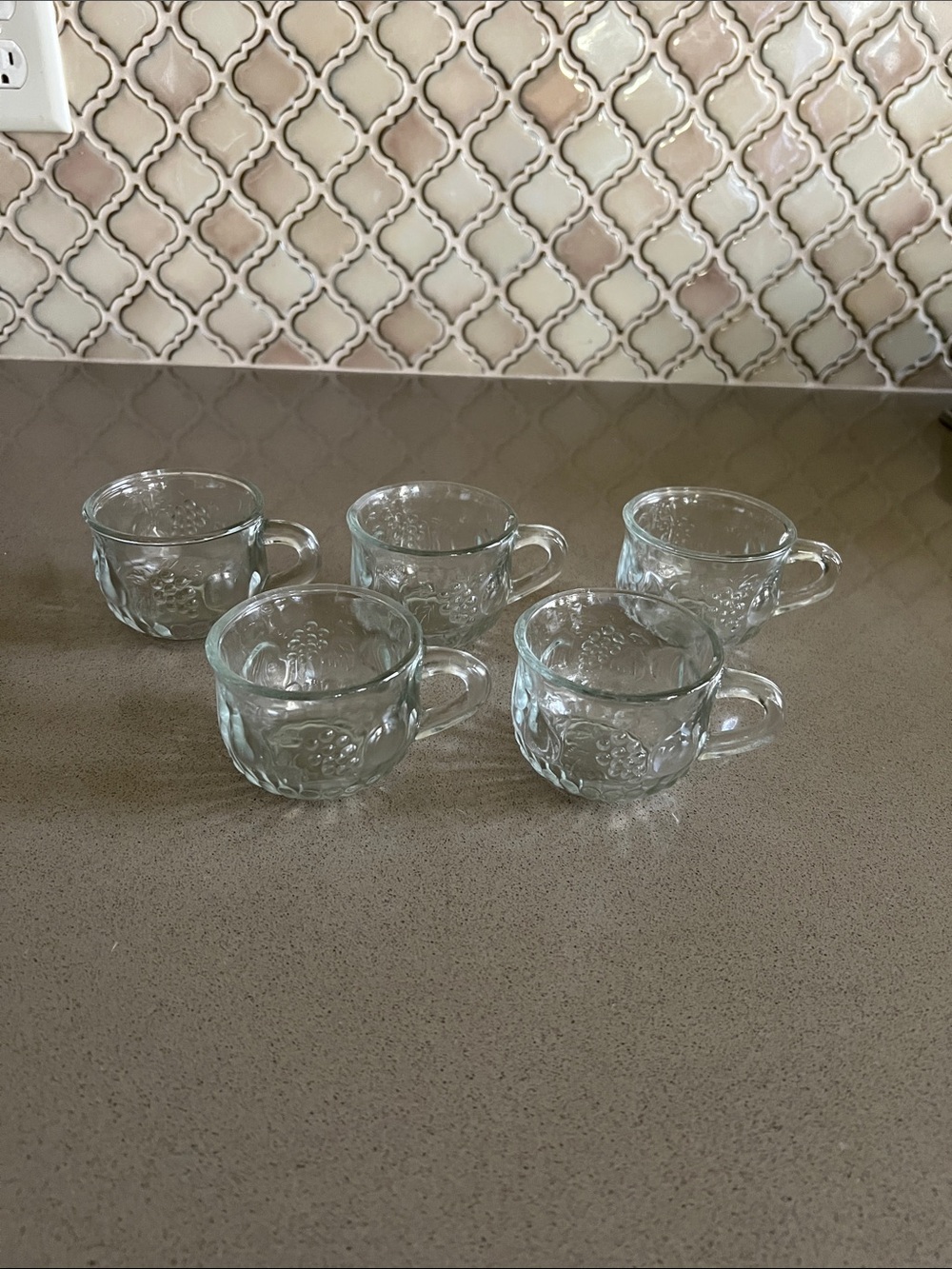 Clear Glass Fruit-Pattern Teacup Set or Punch Cups - 5 Pack